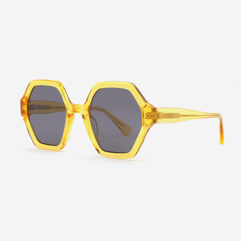 Arc Hexagon and Dimensional Acetate Unisex Sunglasses 22A8064